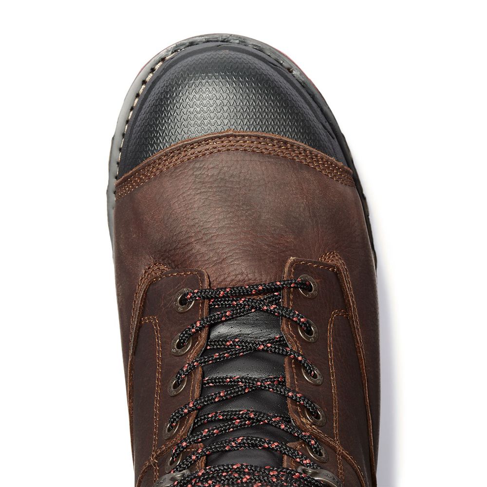 Timberland Μποτακια Εργασίας Ανδρικα Καφε - Pro® Boondock 8\" Comp Toe - Greece 0536129-QP